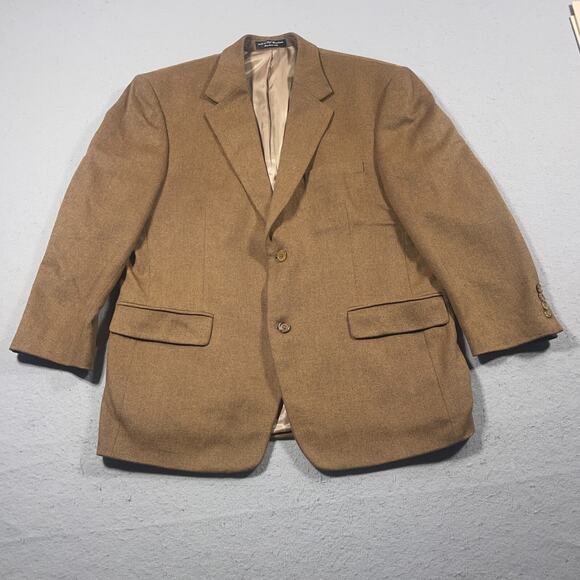 Andrew Fezza Blazer Men 44 S Wool Silk Cashmere Brown Sport Coat Classic Fit - Picture 1 of 11